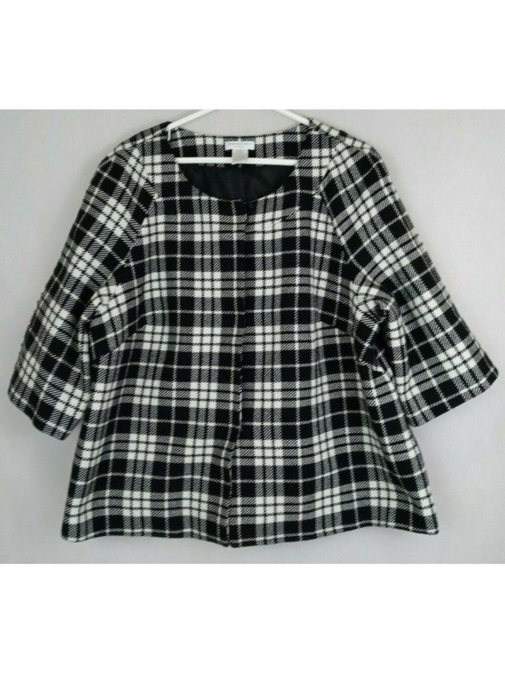 Vintage Worthington Woman Black & White Checkered/Plaid Blazer Jacket Size 18W